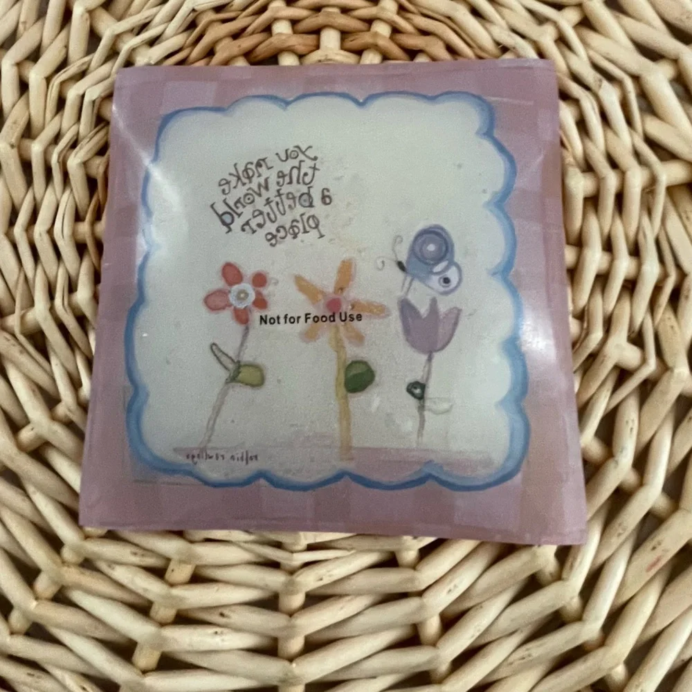 Natural Life Glass Trinket Tray “You make the world a better place” floral